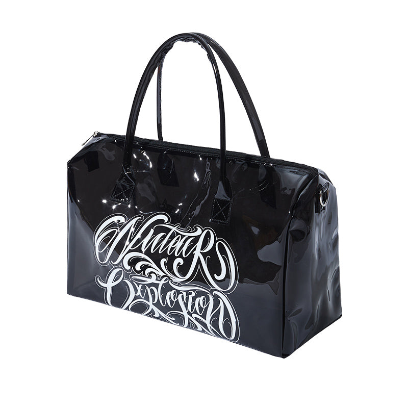 Chicano pattern devil street trend see-through black jelly soft handle crossbody large handbag