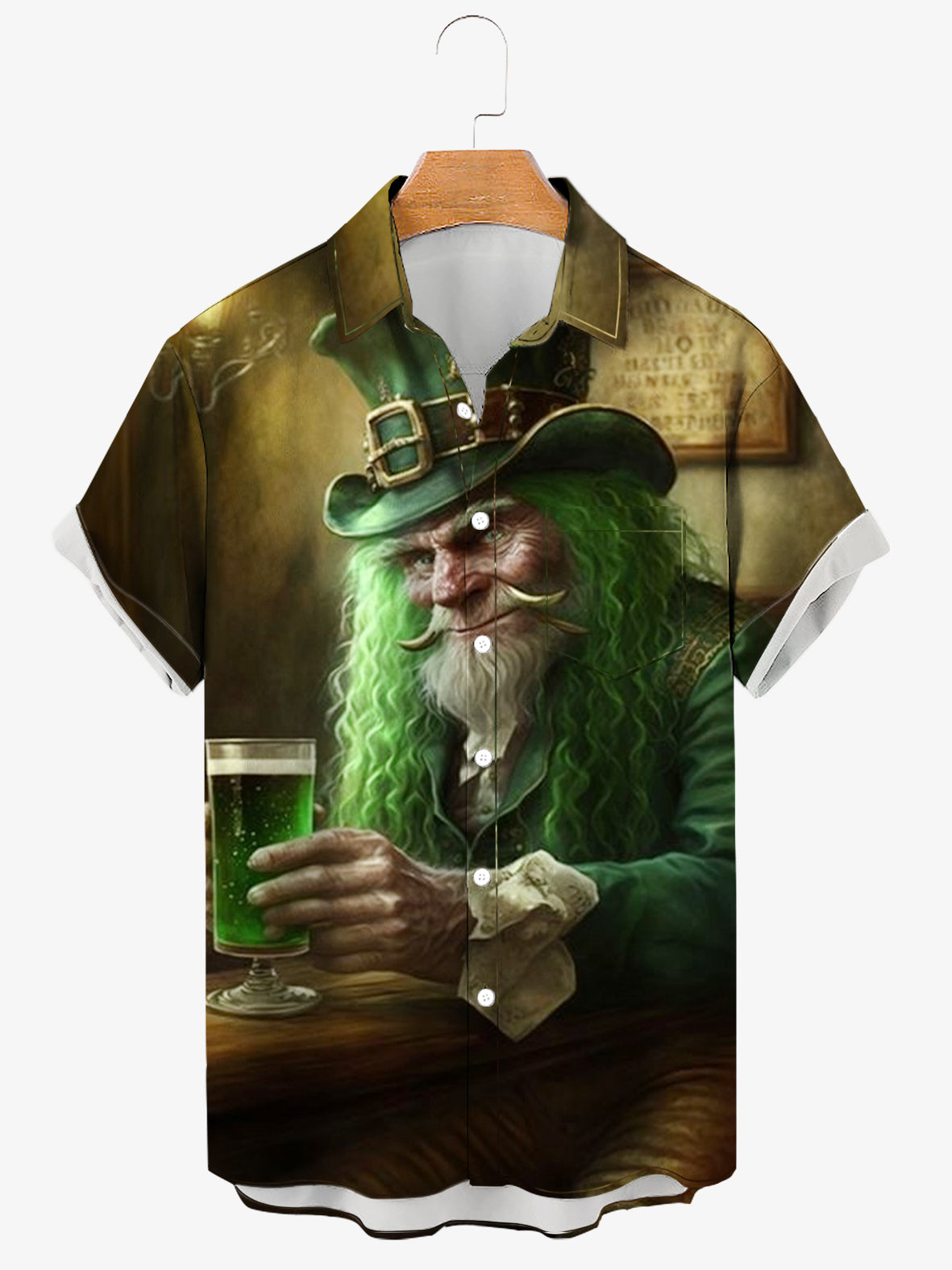 St. Patrick's Day Elderly Print Soft & Breathable Short Sleeve Shirt