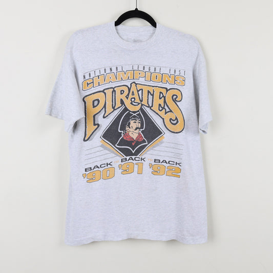 Unisex Vintage 90s Gray Pittsburgh Pirates National East League '92  T-Shirt
