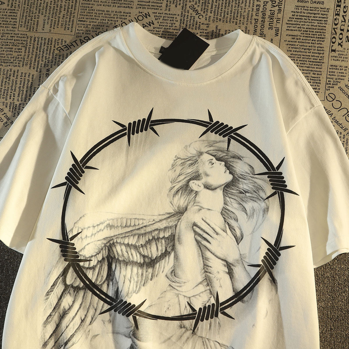 Unisex Retro angel pure cotton printed short-sleeved T-shirt