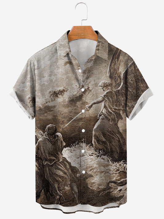 Men's VICD Angel Gustave Dore Art Printing Soft & Breathable Short Sleeve Shirt