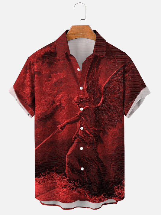 Men's VICD Angel Gustave Dore Art Printing Soft & Breathable Short Sleeve Shirt