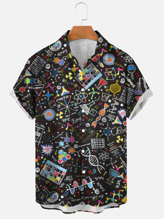 Men's Colorful Chaotic Science Doodles Soft & Breathable Short Sleeve Shirt