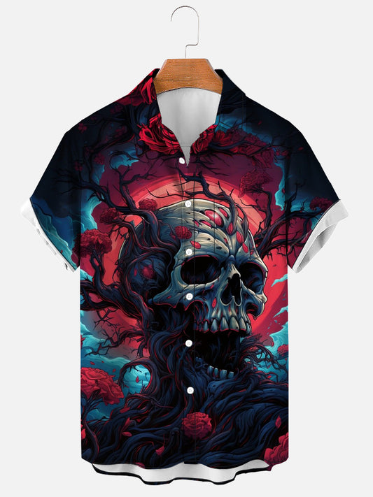 Floral Skull Abstract Print Soft & Breathable Short Sleeve Shirt
