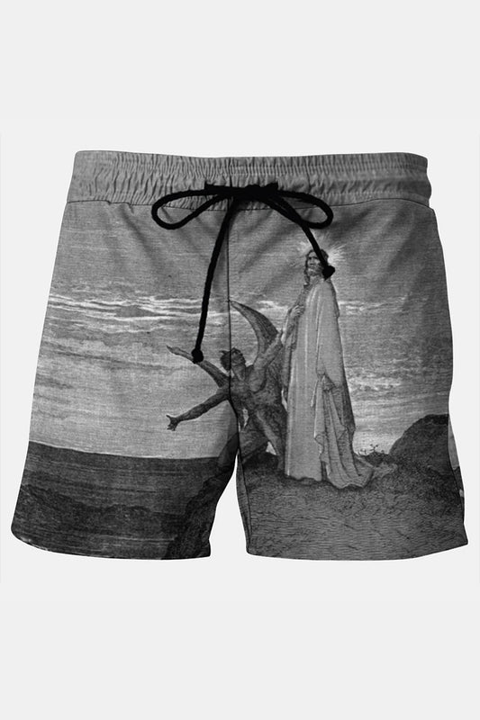 Men's The Temptation Of Christ” Jesus Leads Into The Desert Is Tempted By The Devil Illustration Printing Plus Size Shorts