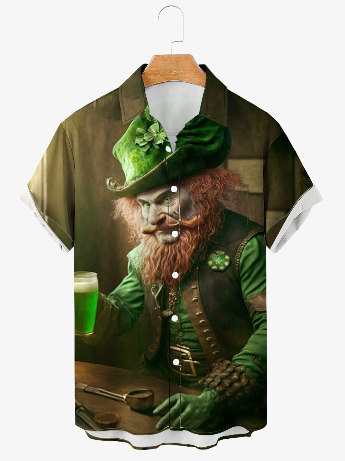 St. Patrick's Day Elderly Print Soft & Breathable Short Sleeve Shirt