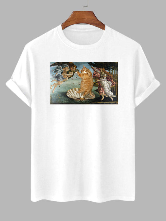 The Birth of Venus With Orange Cat Funny Art Painting Unisex T-Shirt