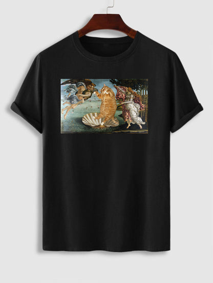 The Birth of Venus With Orange Cat Funny Art Painting Unisex T-Shirt