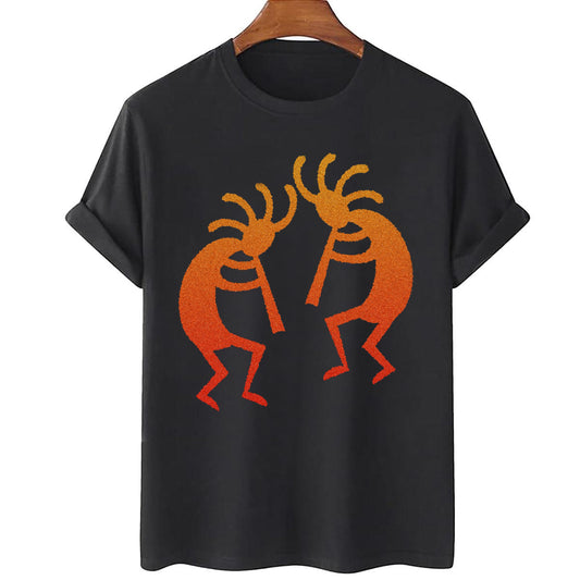 Unisex Black and Orange Kokopelli Southwest T-Shirt