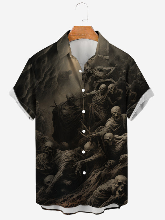 Men's Skelletons Print Soft & Breathable Short Sleeve Shirt
