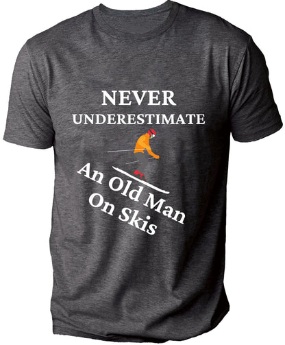 Never Underestimate An Old Man On Skis Casual Men's T-Shirt