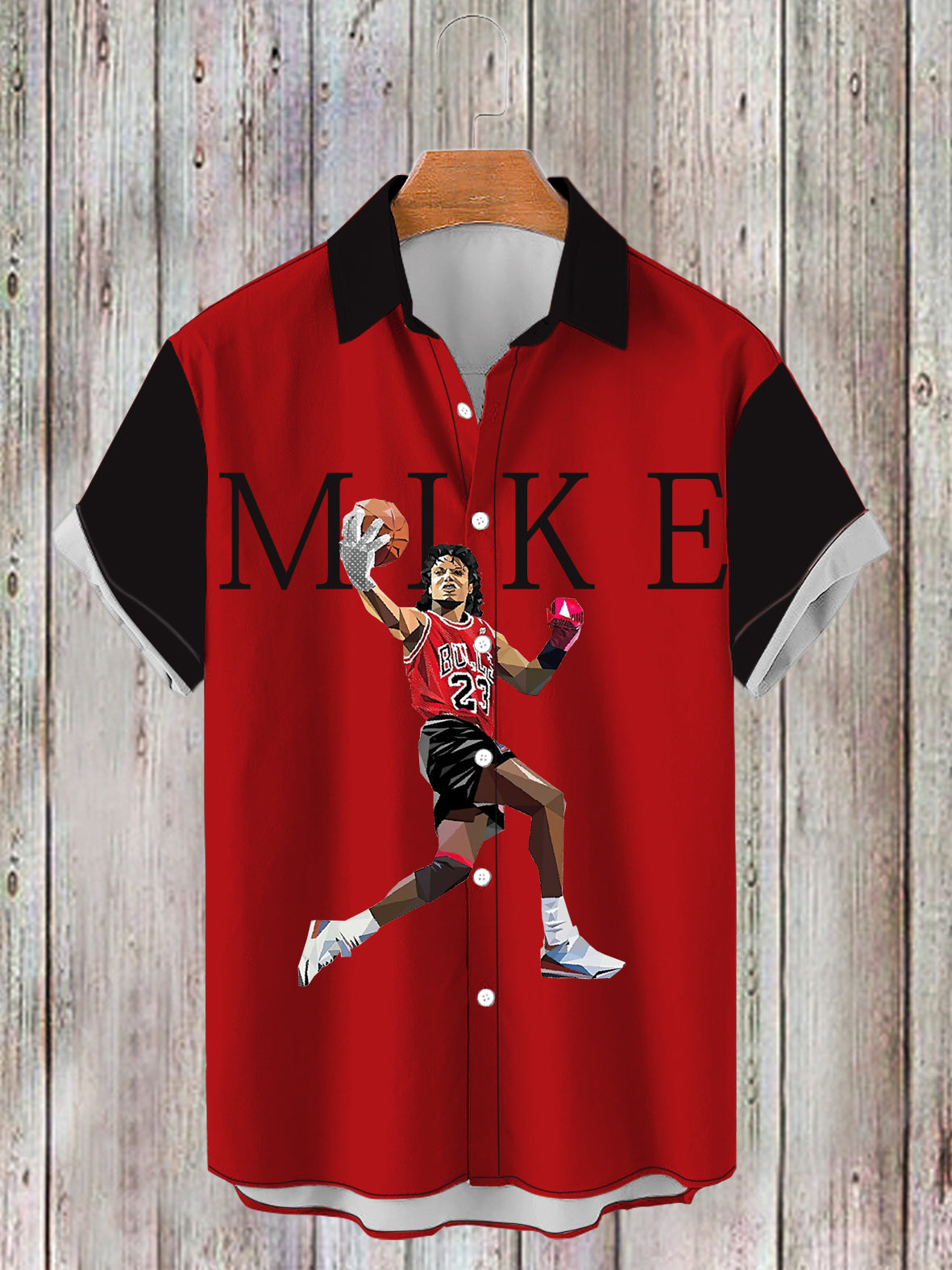 Michael Jackson Men's Retro Print Short Sleeve Shirt