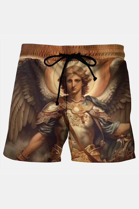 Men's St. Michael The Archangel Print Plus Size Shorts
