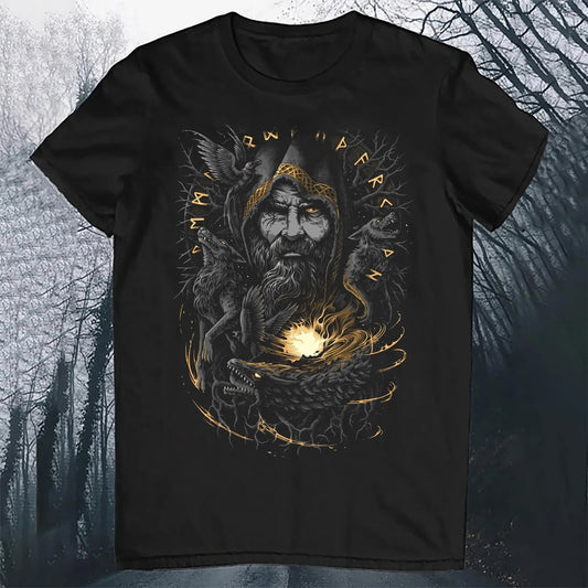 Odin Viking Mystology God Men's Round Neck Printed Short Sleeve