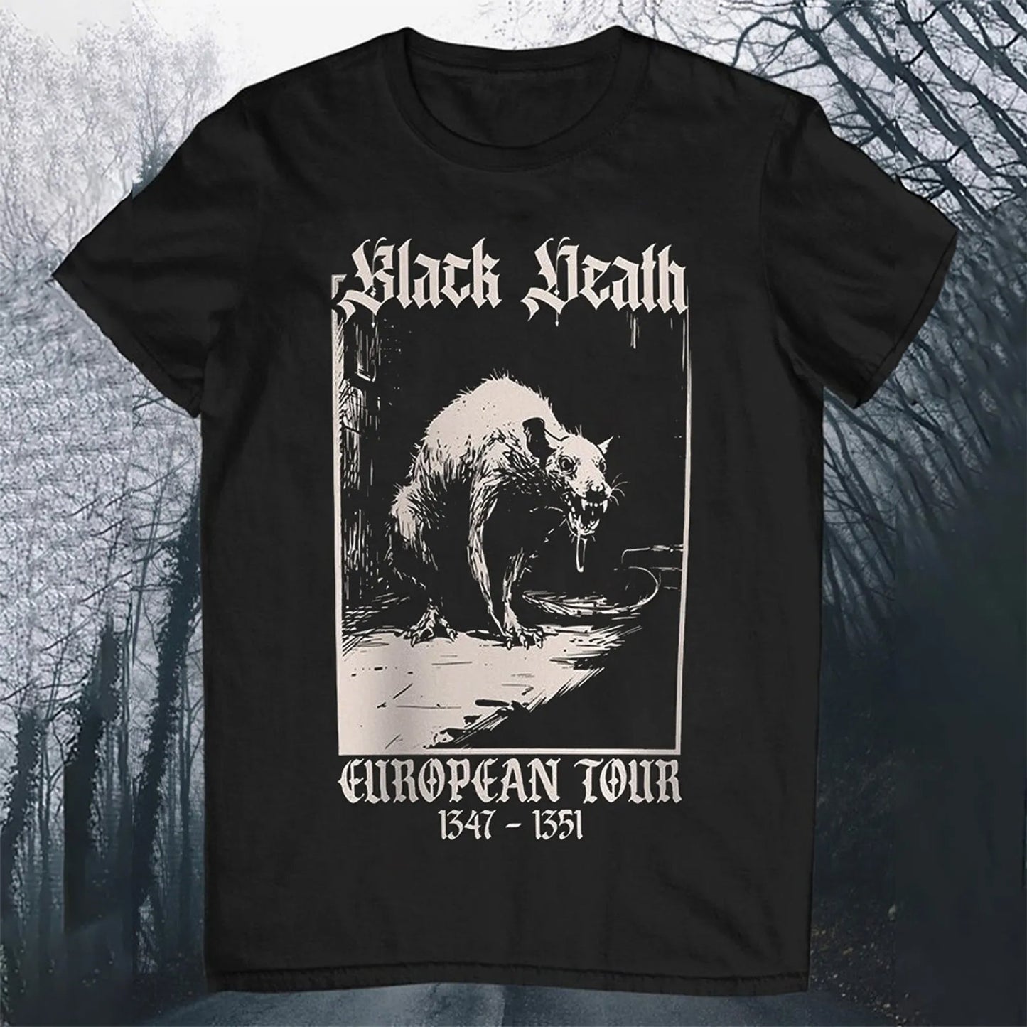 Black Death Medieval Rat Round Neck Short Sleeve Men's T-shirt