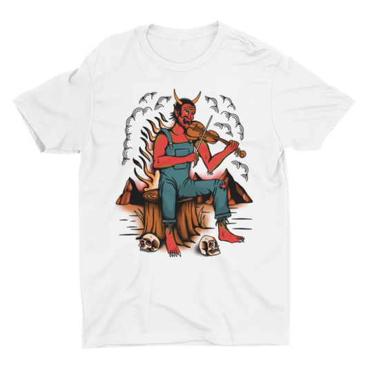 Devil Playing Fiddle, Country Music Shirt, Outlaw Country, Western Inspired Design, Music Graphic Tee, Classic Country, Fiddle Player Shirt