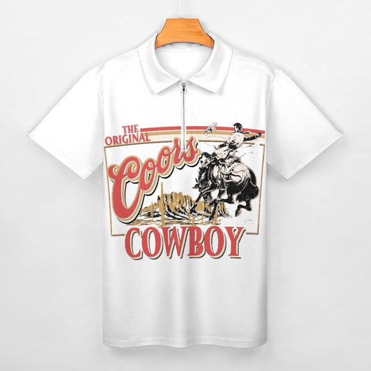 Cow Boy Men’s Pattern Regular Fit Polo Collar Casual Polo Shirt