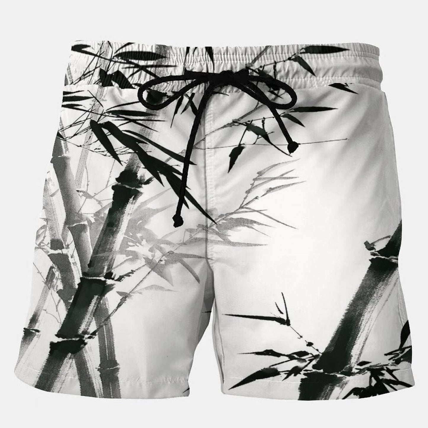 Bamboo Ink Painting Stretch Plus Size Shorts