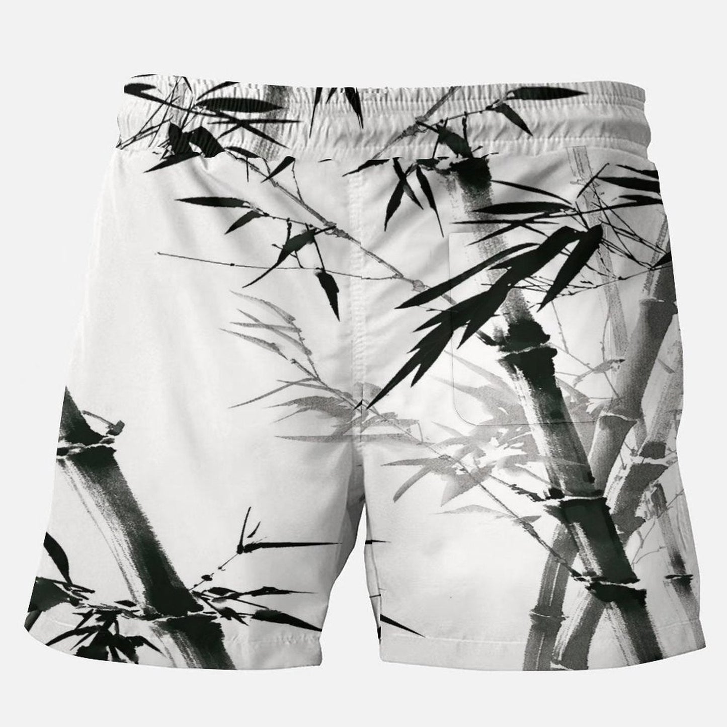 Bamboo Ink Painting Stretch Plus Size Shorts