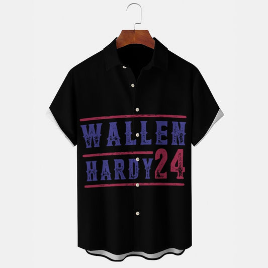 WALLEN HARDY 24 Men's Casual Stand Collar Soft & Breathable Short Sleeve Shirt