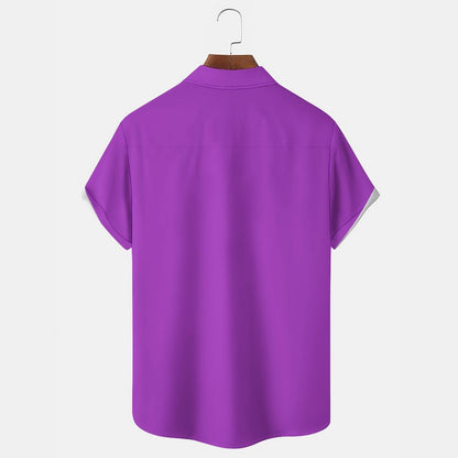 Barbenheimer Men's Casual Stand Collar Soft & Breathable Short Sleeve Shirt