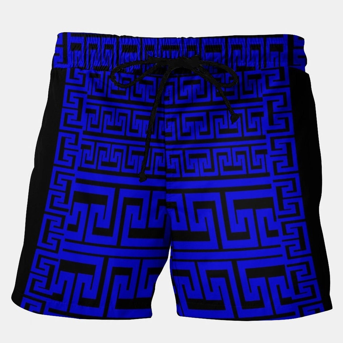 Blue&Black Pattern Stretch Plus Size Shorts