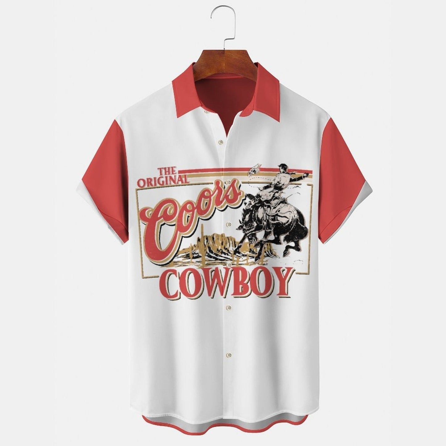 Cow Boy Men's Casual Stand Collar Soft & Breathable Short Sleeve Shirt
